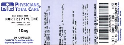 package label for 10mg capsules.jpg image of Nortriptyline Hcl package label for 10mg - package label for 10mg capsules